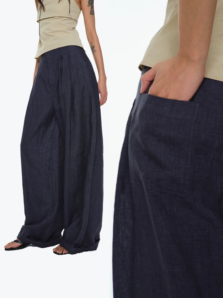 Natural Linen Wide Leg Pants