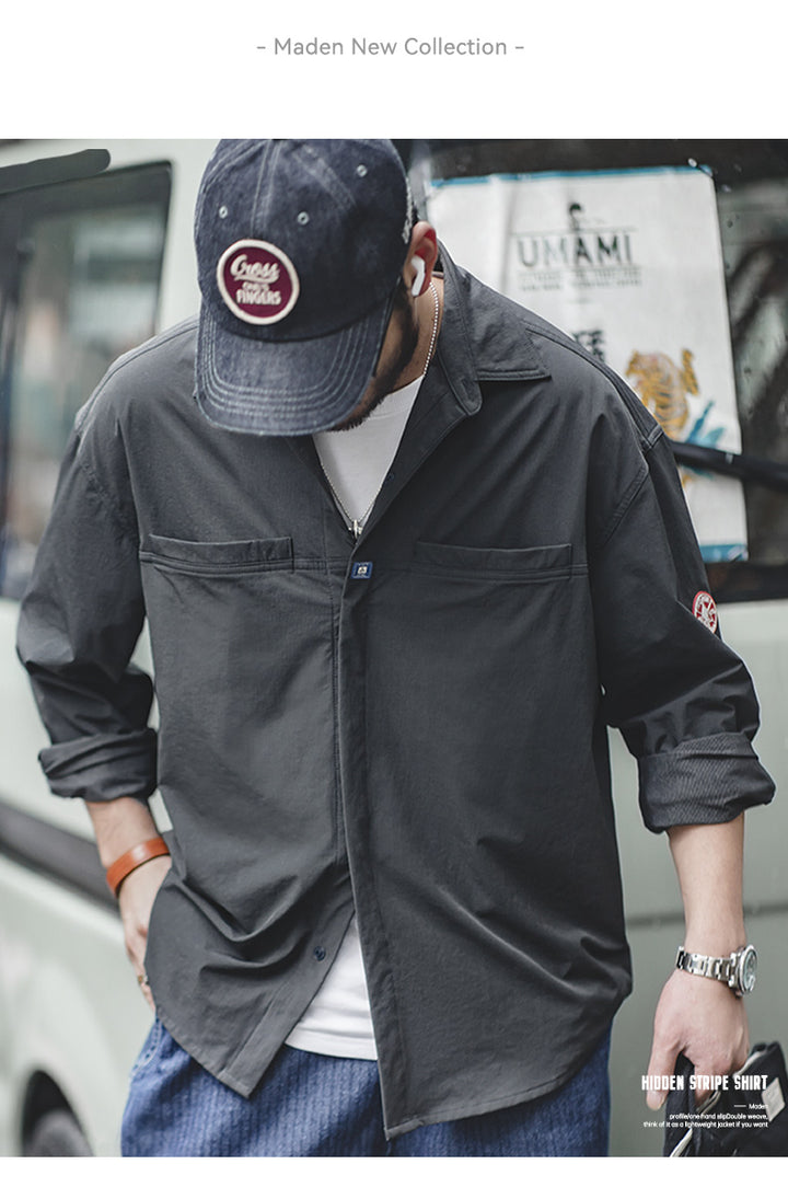 Dark Gray Pocket Layered Shirt