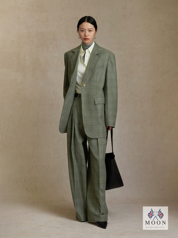 Natural Plaid Wool Suit