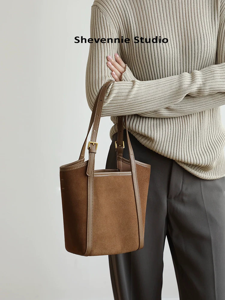 Suede Crescent Tote