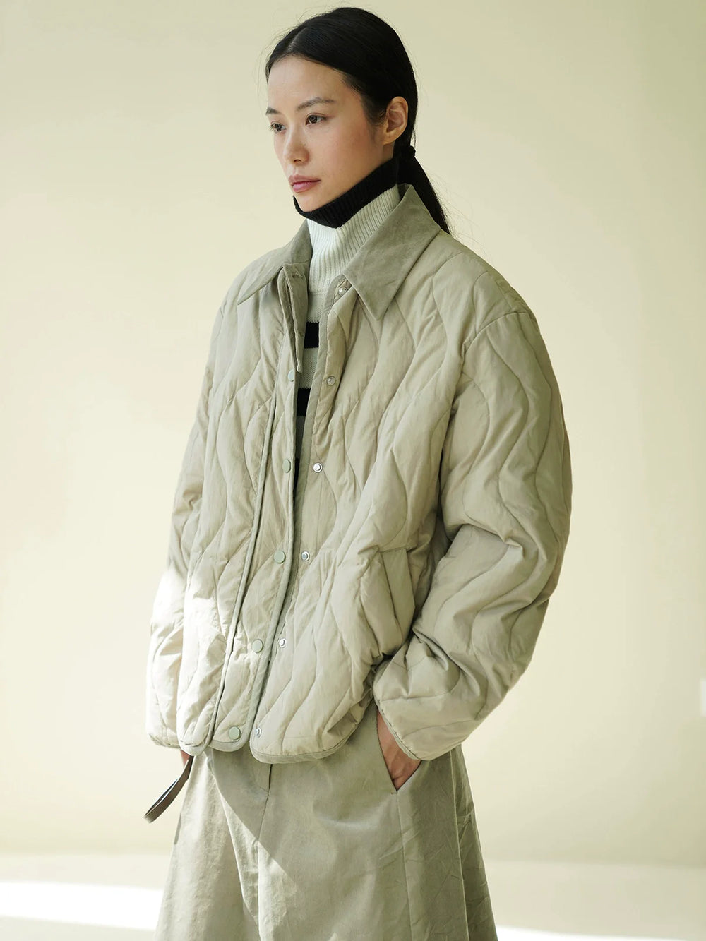 Cotton Wave Quilted Down Jacket