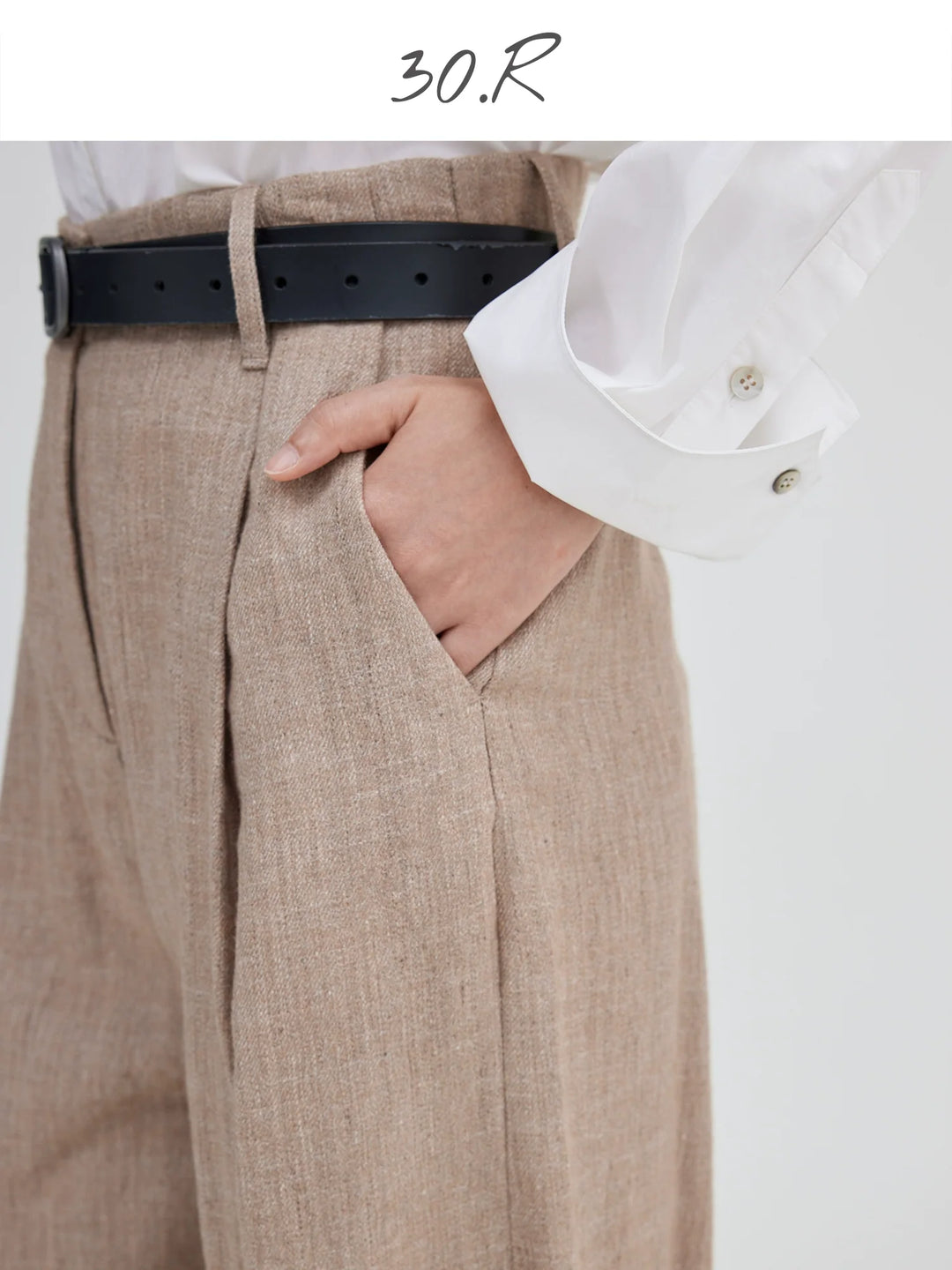 Wool Linen Wide Leg Trousers