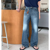 High-Quality Korean Men's Striped Texture Wide-Leg Jeans