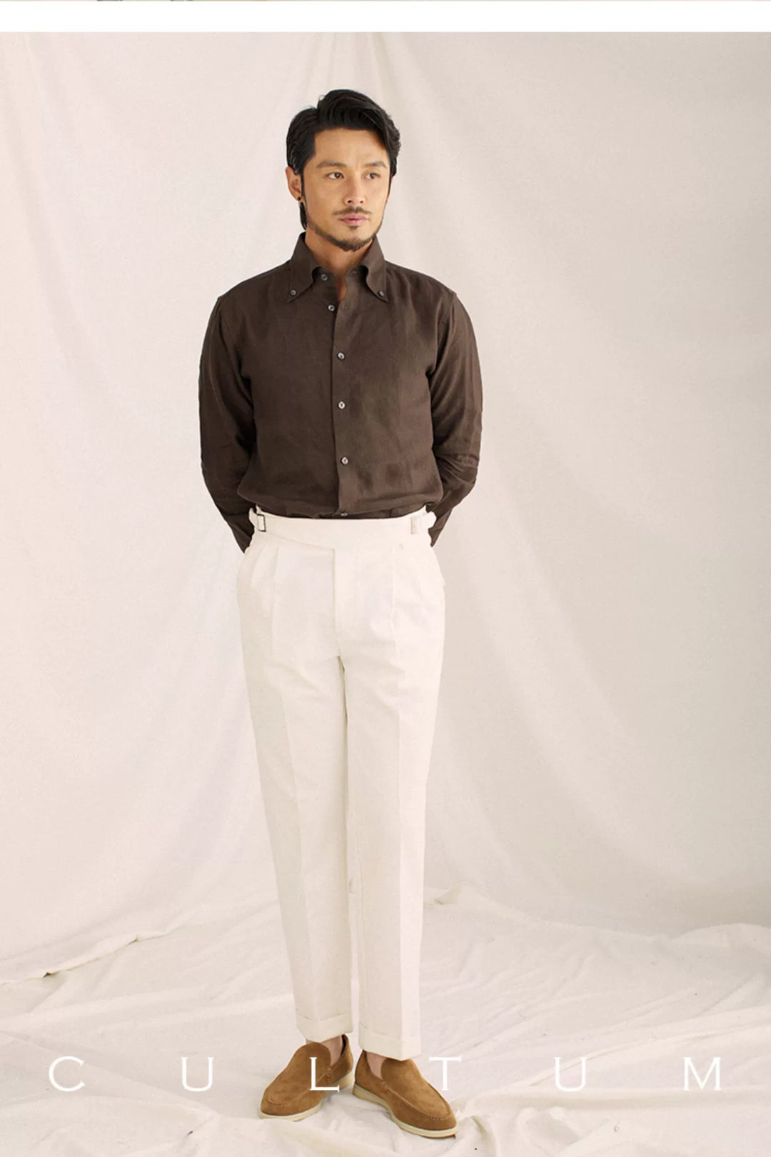 French Linen Point Collar Shirt