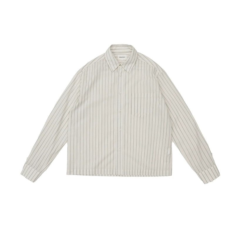 Unisex 23FW American Vintage Cleanfit Striped Shirt - Long Sleeve Cropped Button-Up