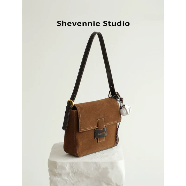 Frosted Suede Square Shoulder Bag