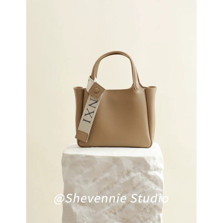 Khaki Leather Bucket Bag