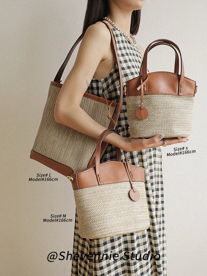 Woven Leather Bucket Bag