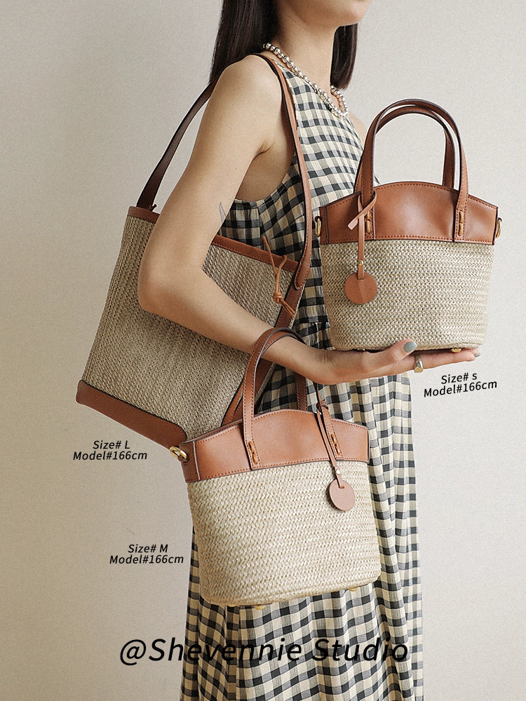 Woven Leather Bucket Bag