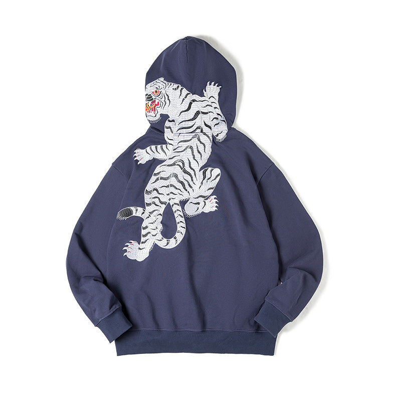 Retro Tiger Embroidered Hoodie