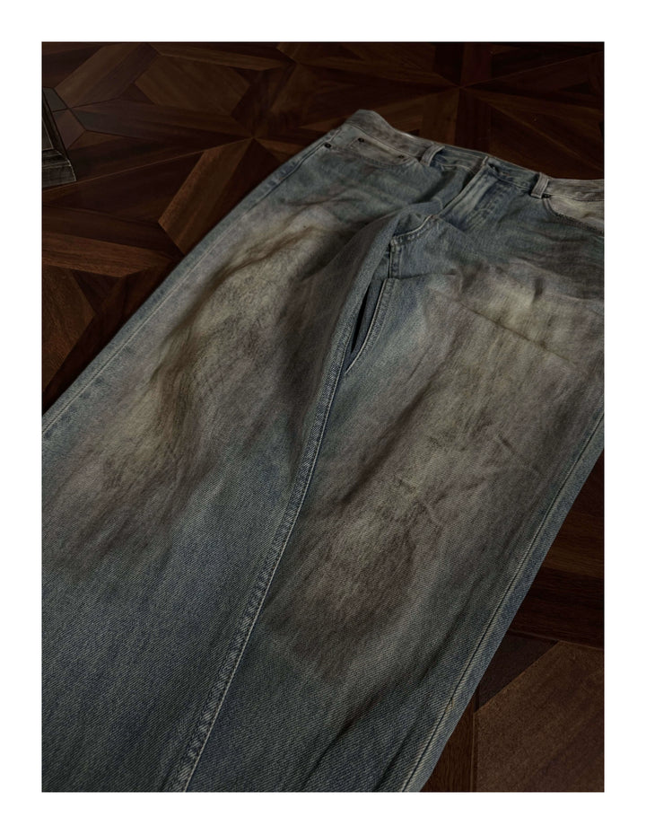 Mud-Dyed Flared Jeans