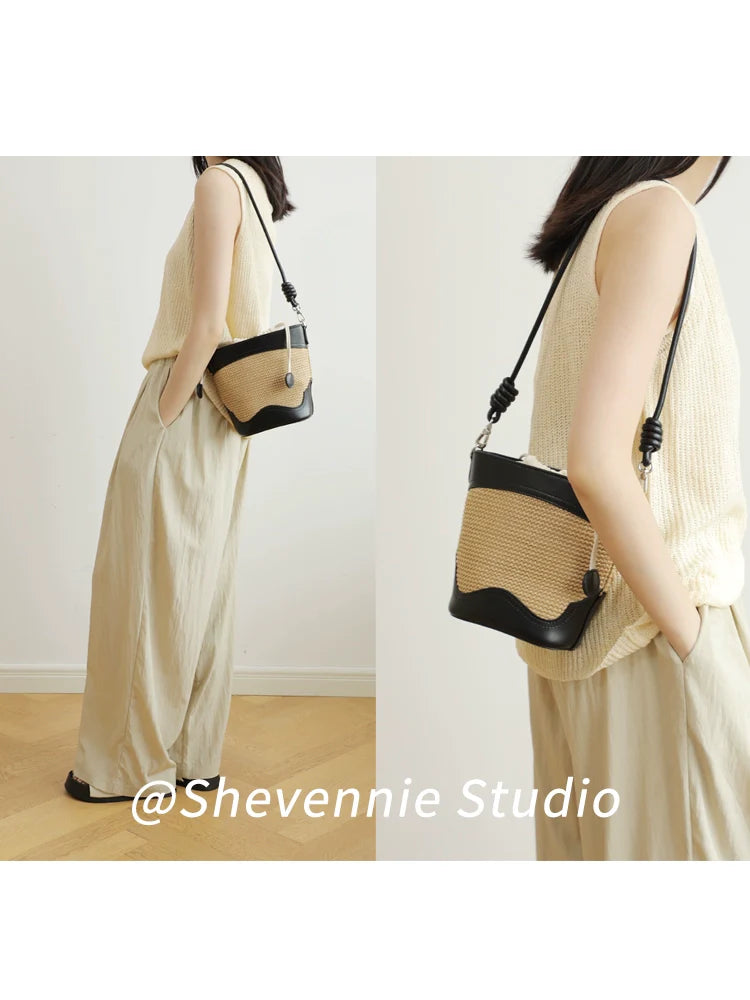 Straw Bucket Crossbody