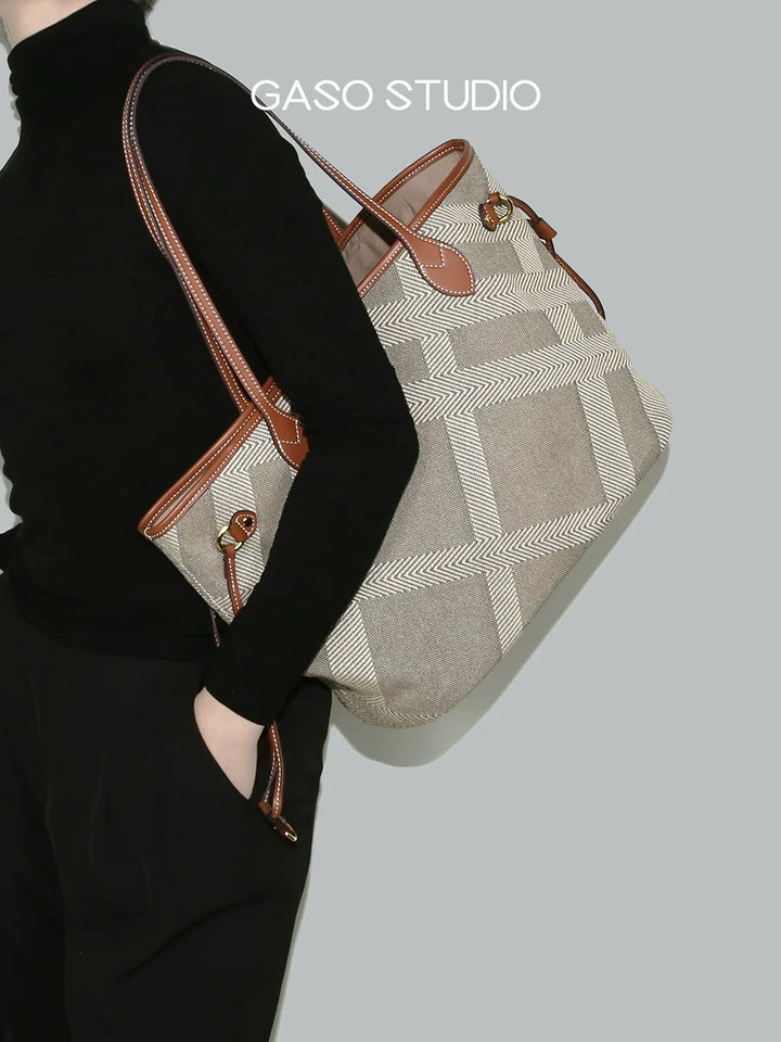 Canvas Leather Patchwork Tote