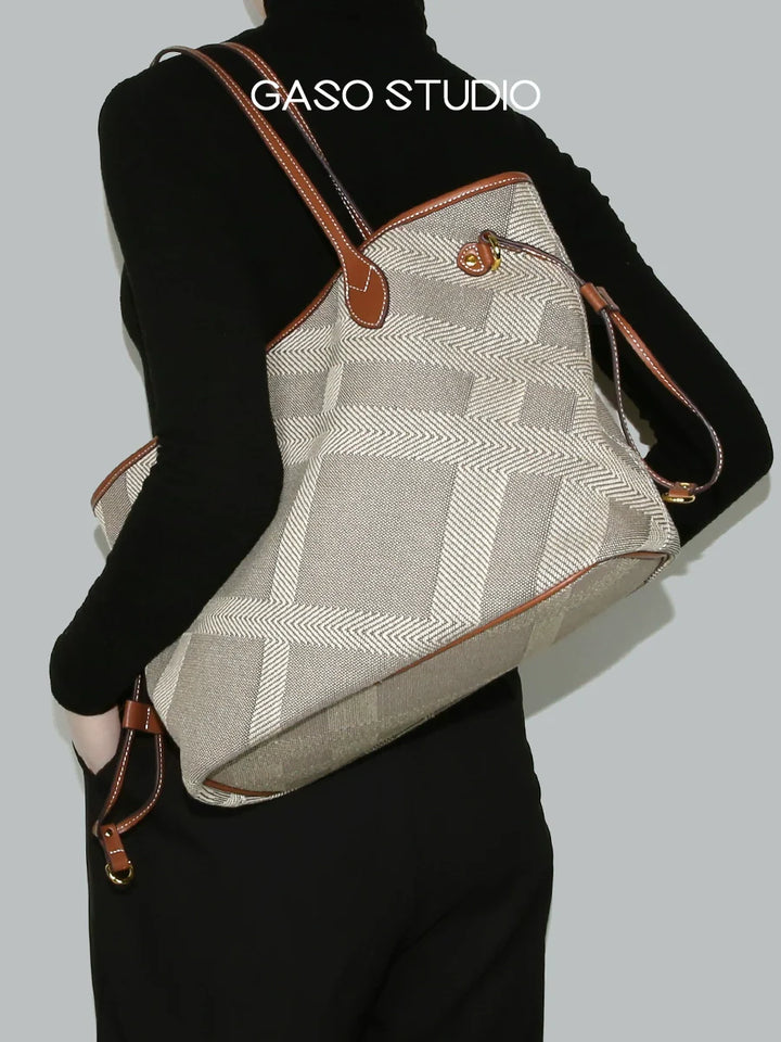 Canvas Leather Patchwork Tote