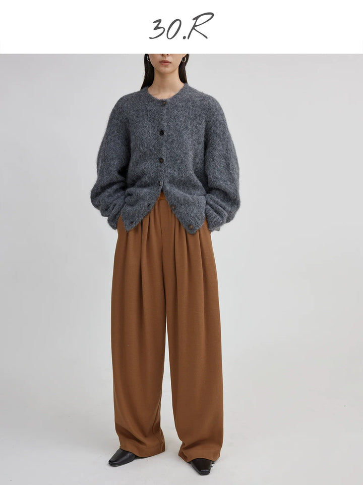 Wool Blend Wide Leg Pants