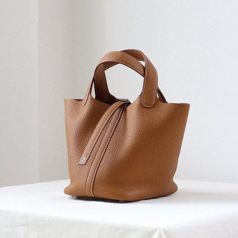 Lychee Leather Bucket Bag