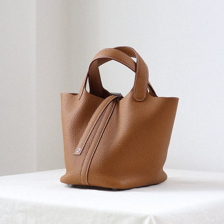 Lychee Leather Bucket Bag