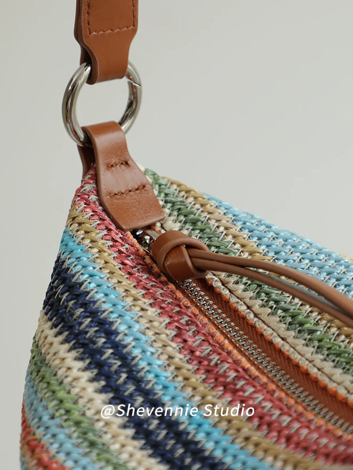 Braided Straw Crossbody Bag