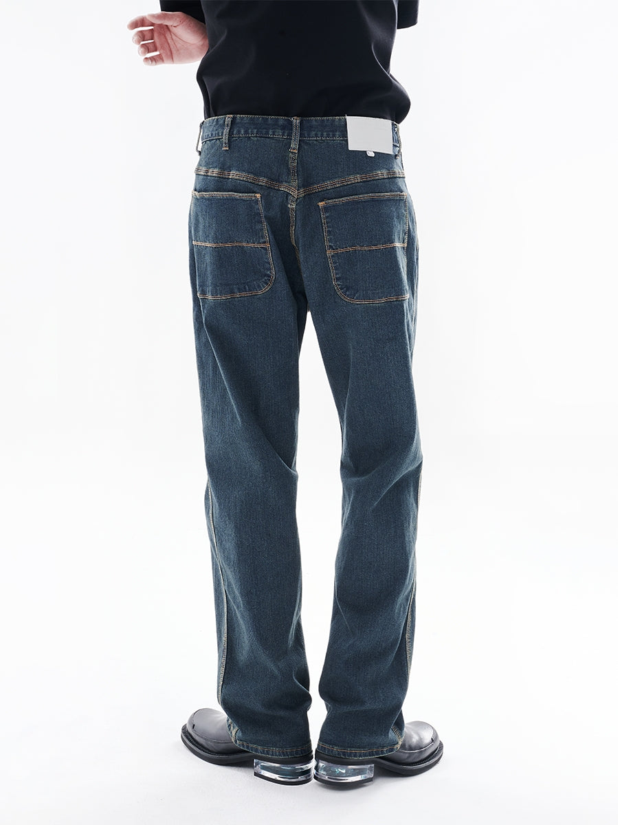 Cowhide Texture Loose Jeans