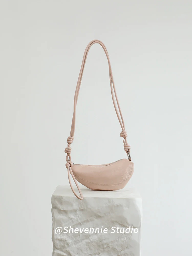 Leather Croissant Shoulder Bag