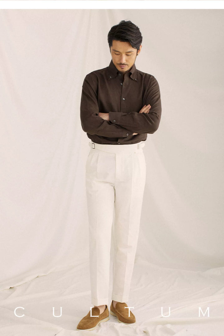 French Linen Point Collar Shirt