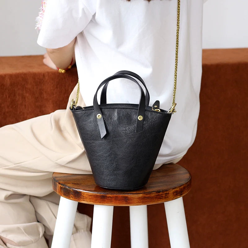 Leather Mini Bucket Bag