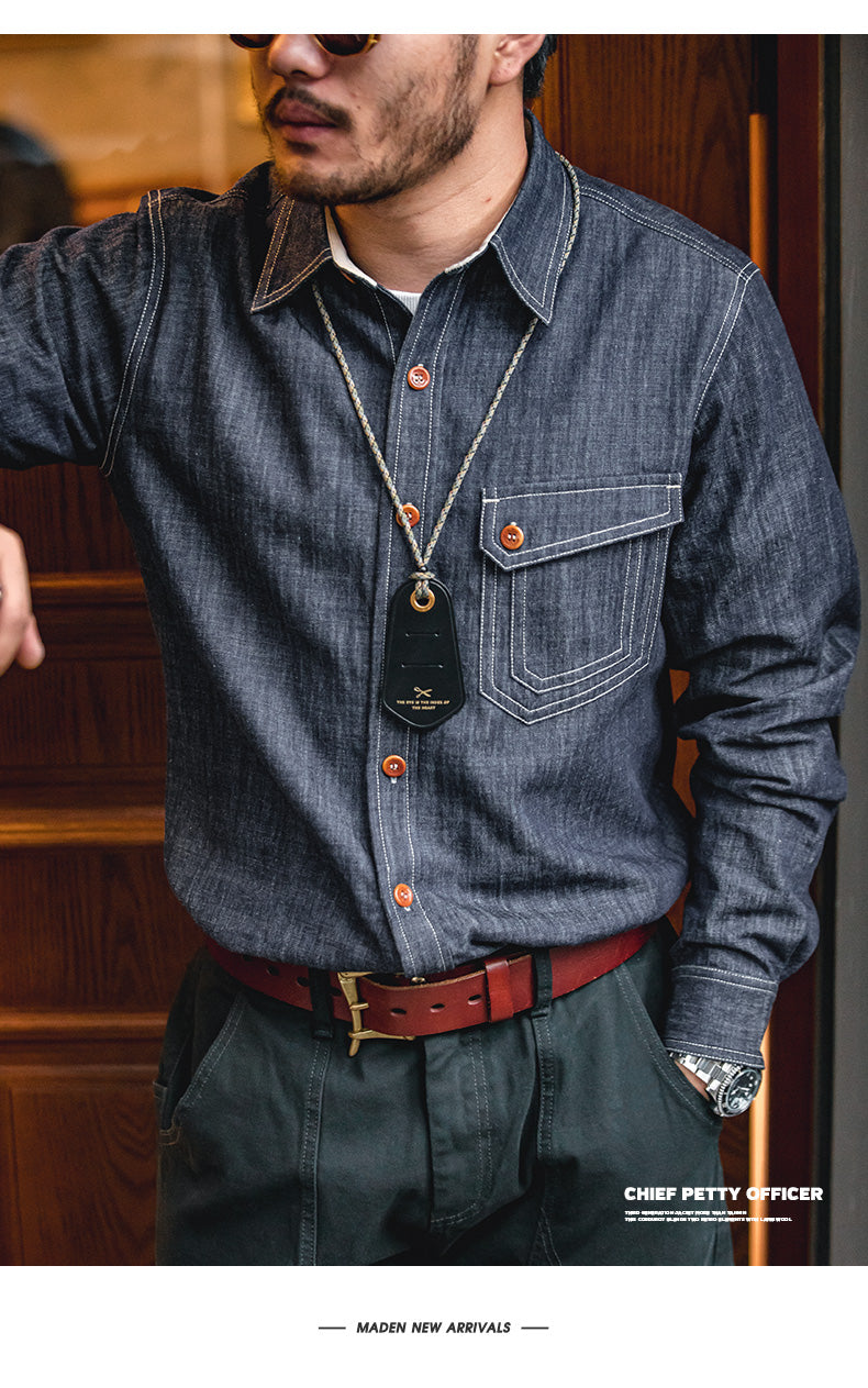 Retro Denim Long Sleeve Shirt