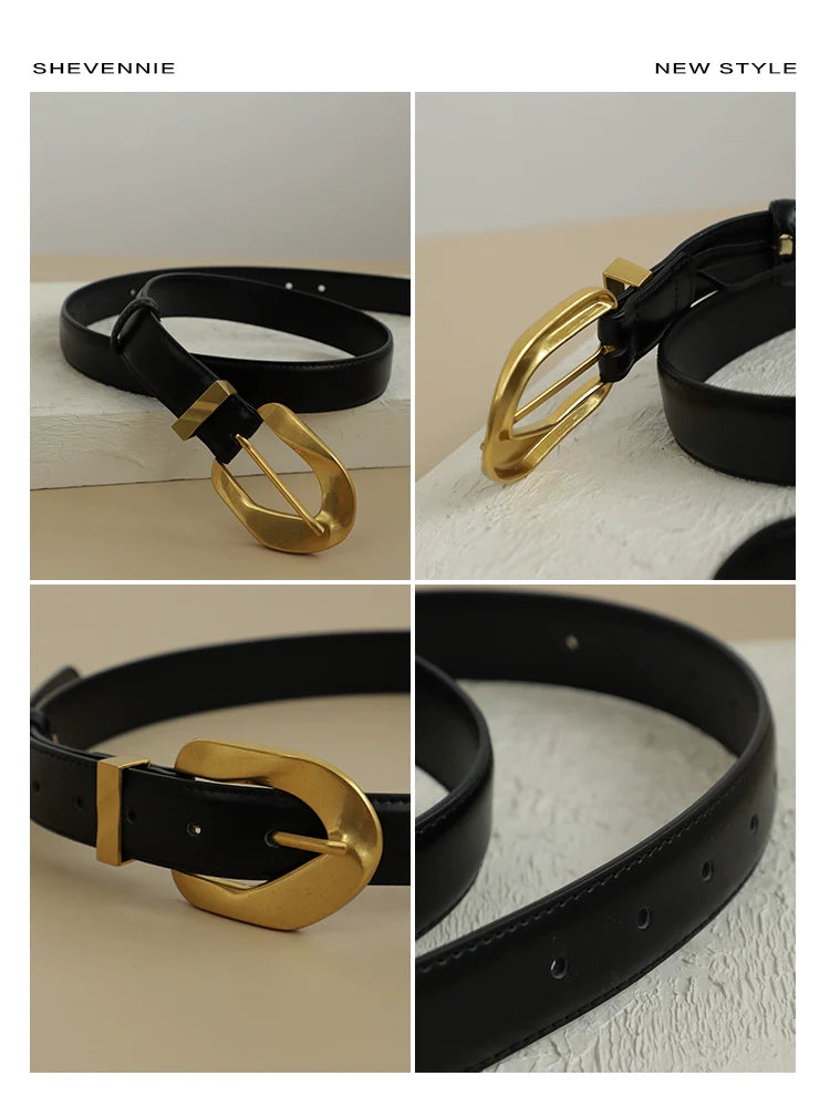 Leather Alloy Buckle Belt