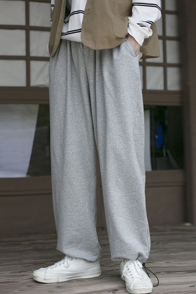 Autumn Light Gray Drape Sports Pants Self-Made Loose Fit (Unisex)