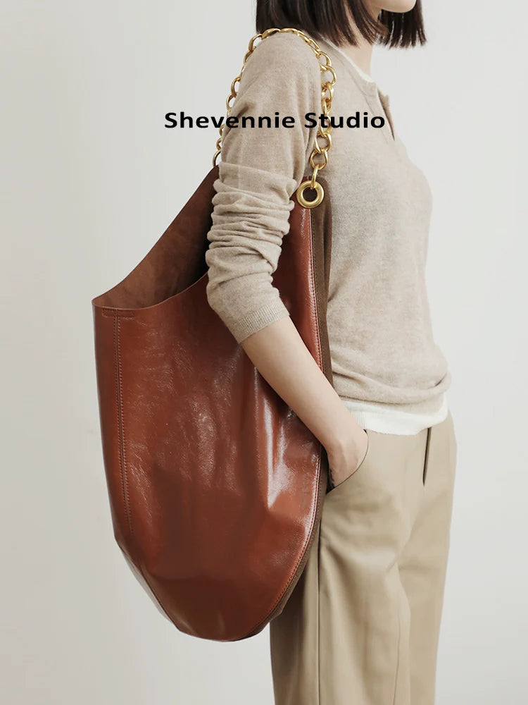 Cowhide Chain Tote