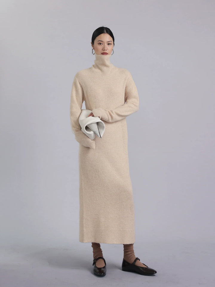 Alpaca Knit Turtleneck Dress