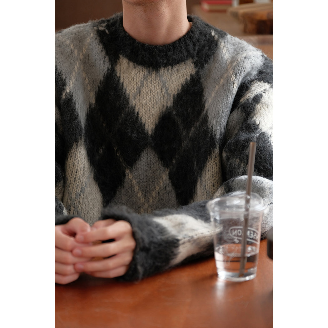 Rhombus Wool Sweater Coat