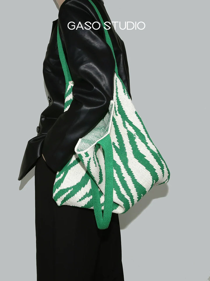 Green Knitted Shoulder Tote