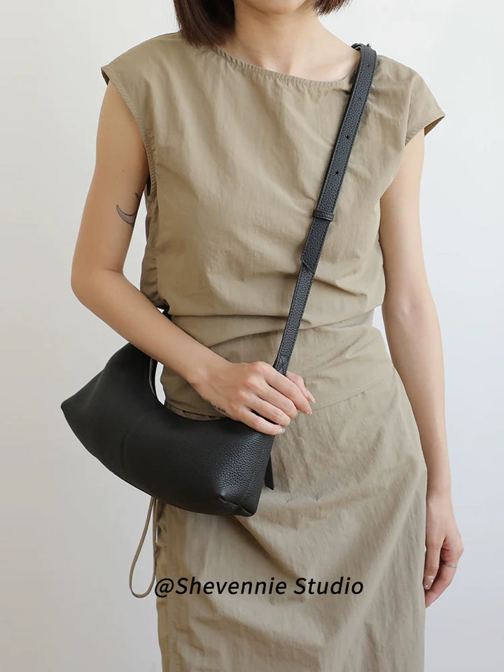 Soft Leather Baguette Shoulder Bag