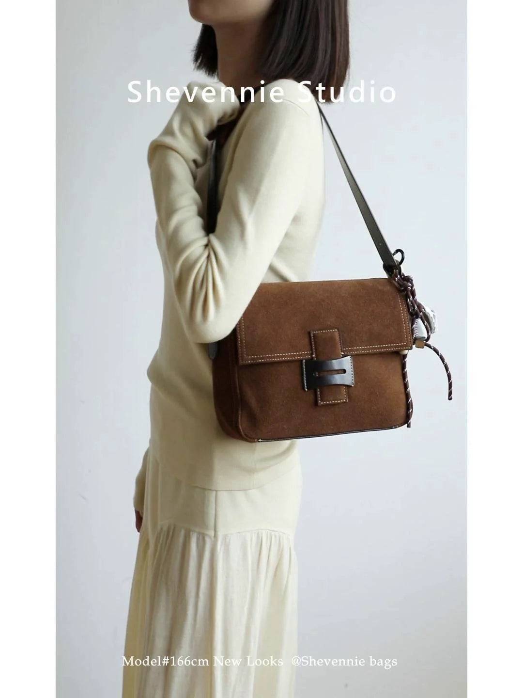 Frosted Suede Square Shoulder Bag