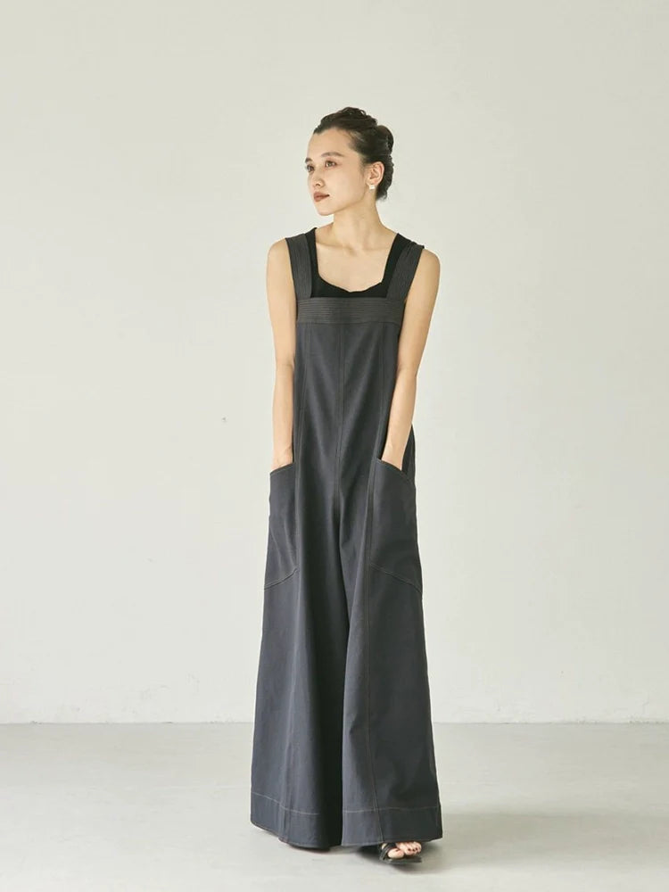 Cotton Wide-Leg Overalls