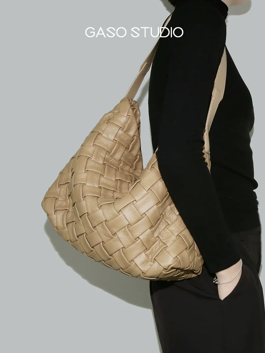 Soft Leather Woven Tote