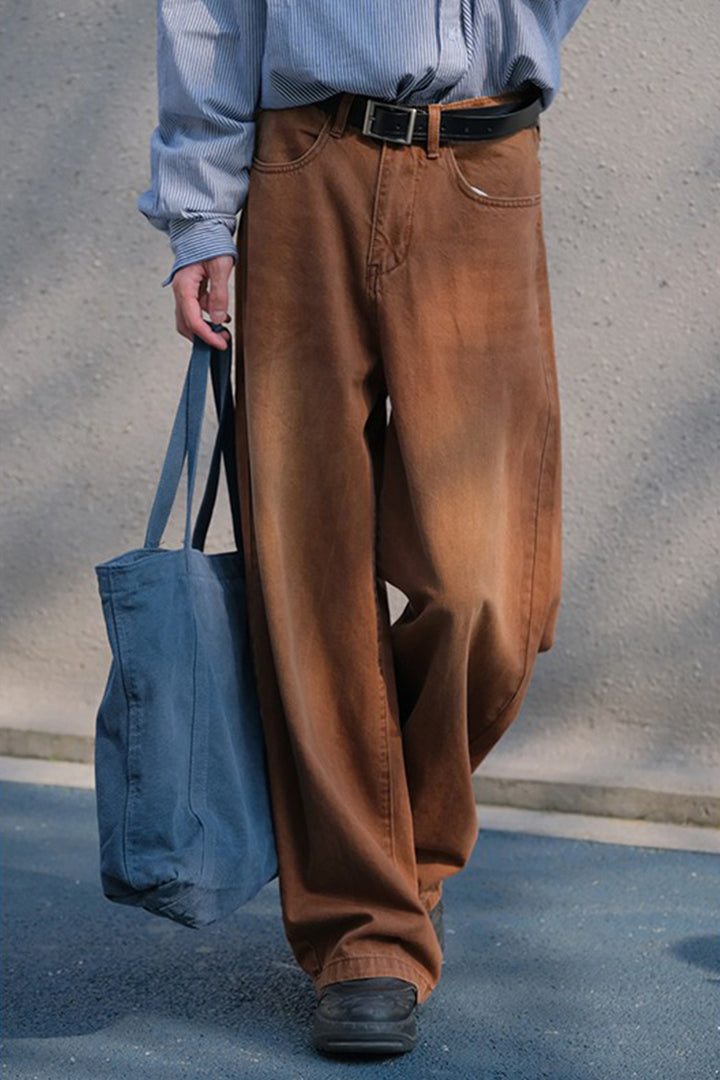 Brown Denim Casual Pants