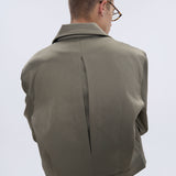 Detachable Shoulder Pads Short Drape Jacket with Three-Dimensional Cut and Long Pocket Design