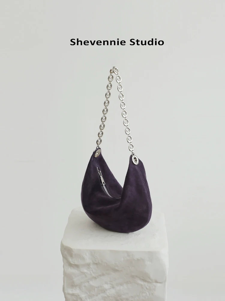 Suede Chain Shoulder Tote