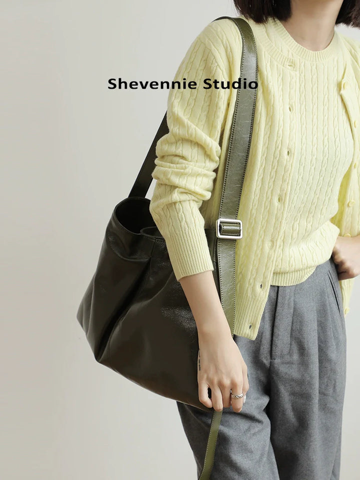 Waxed Leather Commuter Tote