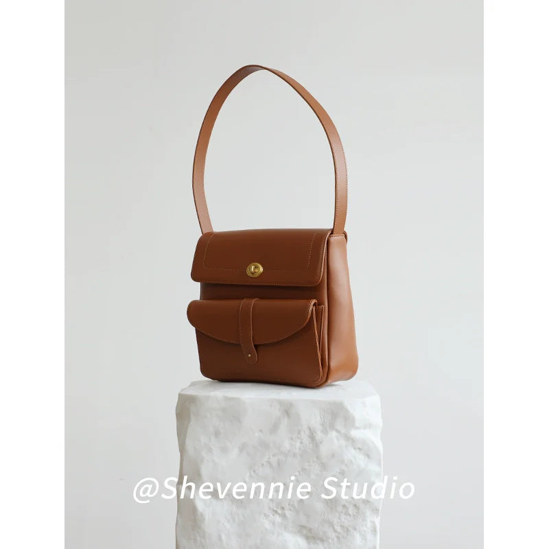 Waxed Leather Square Shoulder Bag