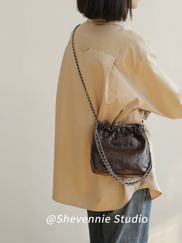 Opulent Leather Bucket Bag