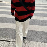 Striped Polo Sweater - Niche Design for Casual Cool in Autumn & Winter