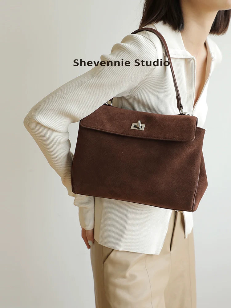 Suede Lock Shoulder Tote