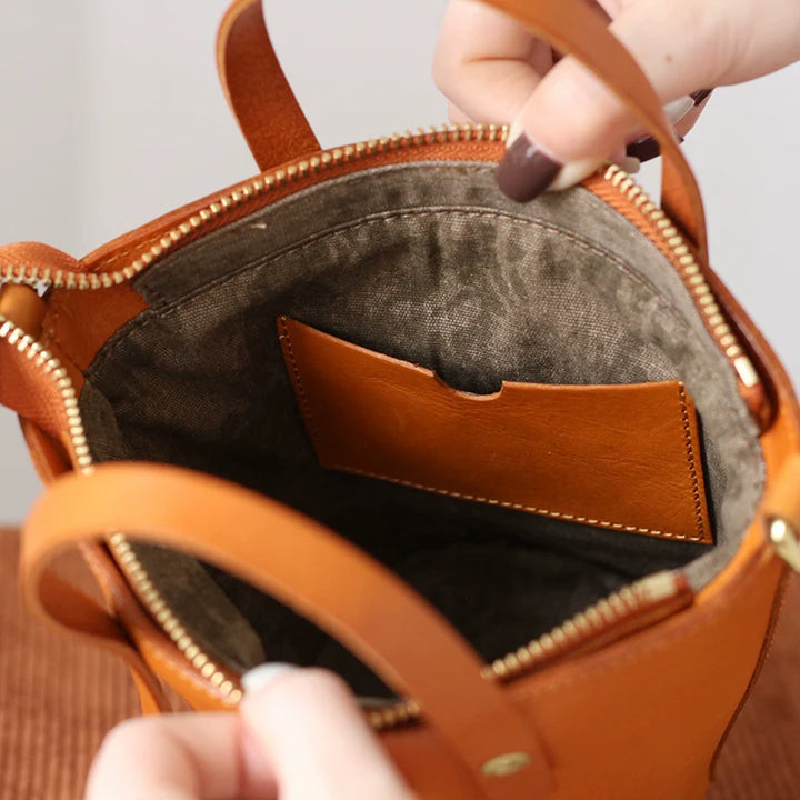 Leather Mini Bucket Bag