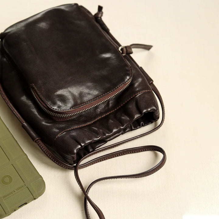 Leather Vertical Crossbody Bag