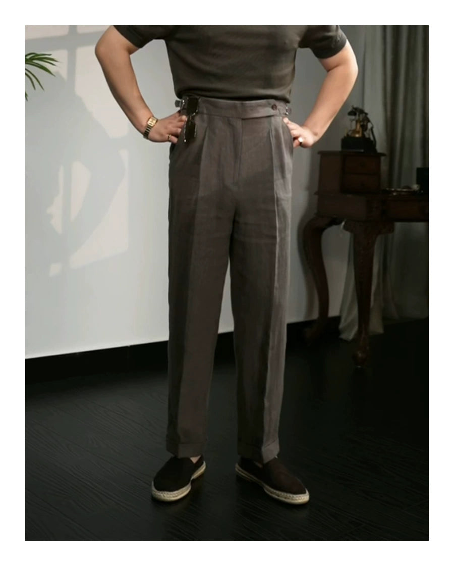 Linen High-Waisted Pants