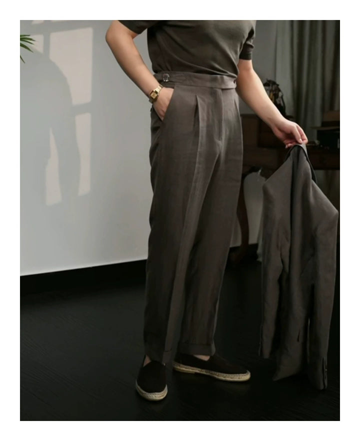 Linen High-Waisted Pants