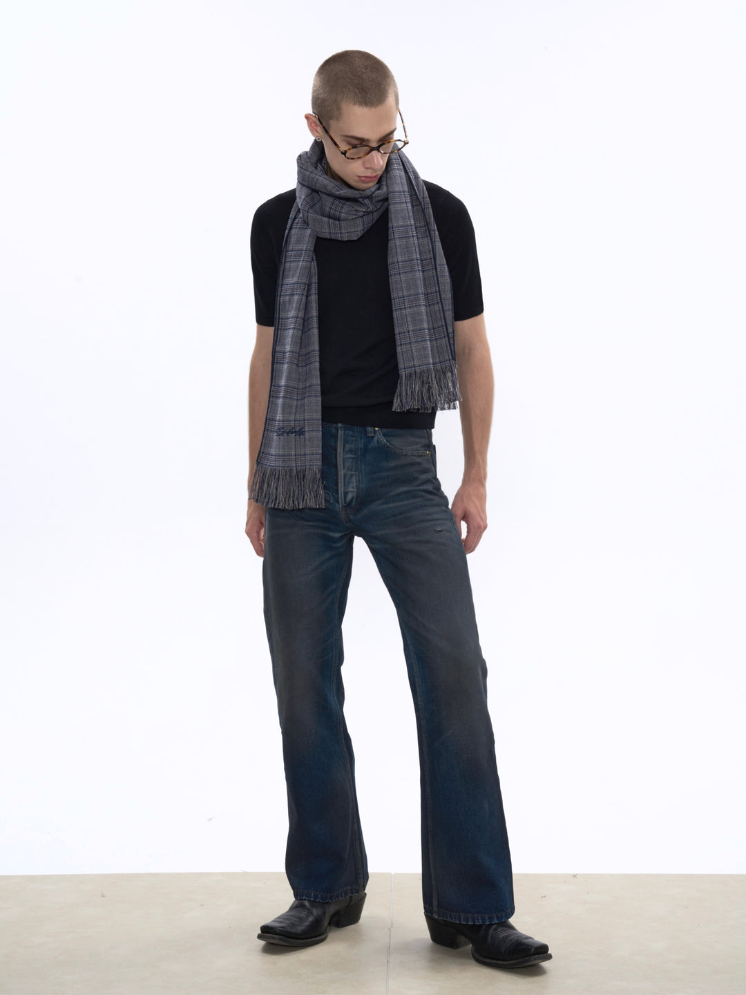 Plaid Scarf with Tassels